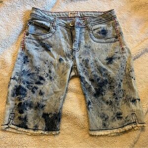 Mudd Black and Gray Tie-Dye Jean Shorts